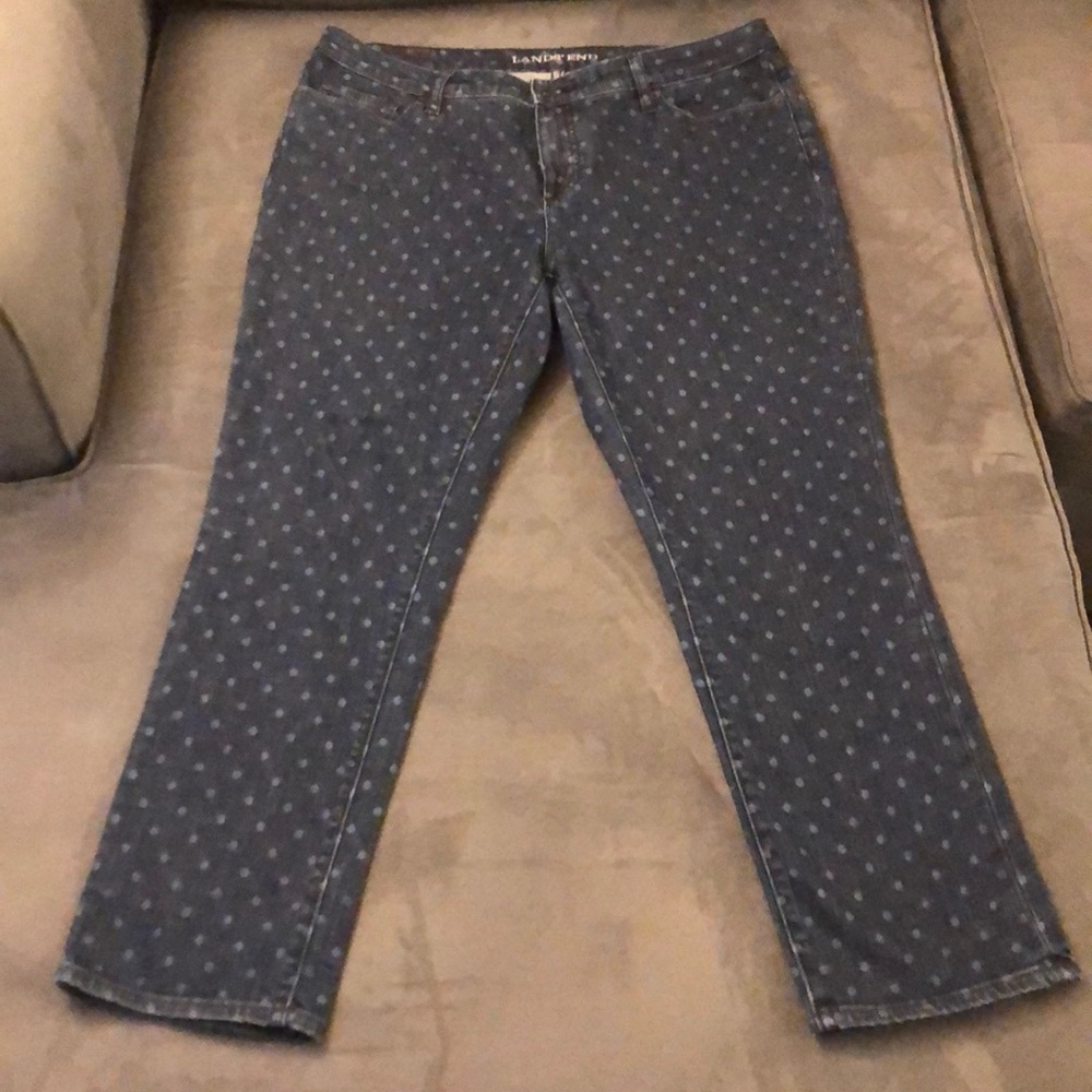 Lands’ End Faded Polka Dot Jeans